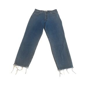 Abercrombie‎ & Fitch The Mom High Rise Button Fly Raw Hem Jeans Blue 27/4R